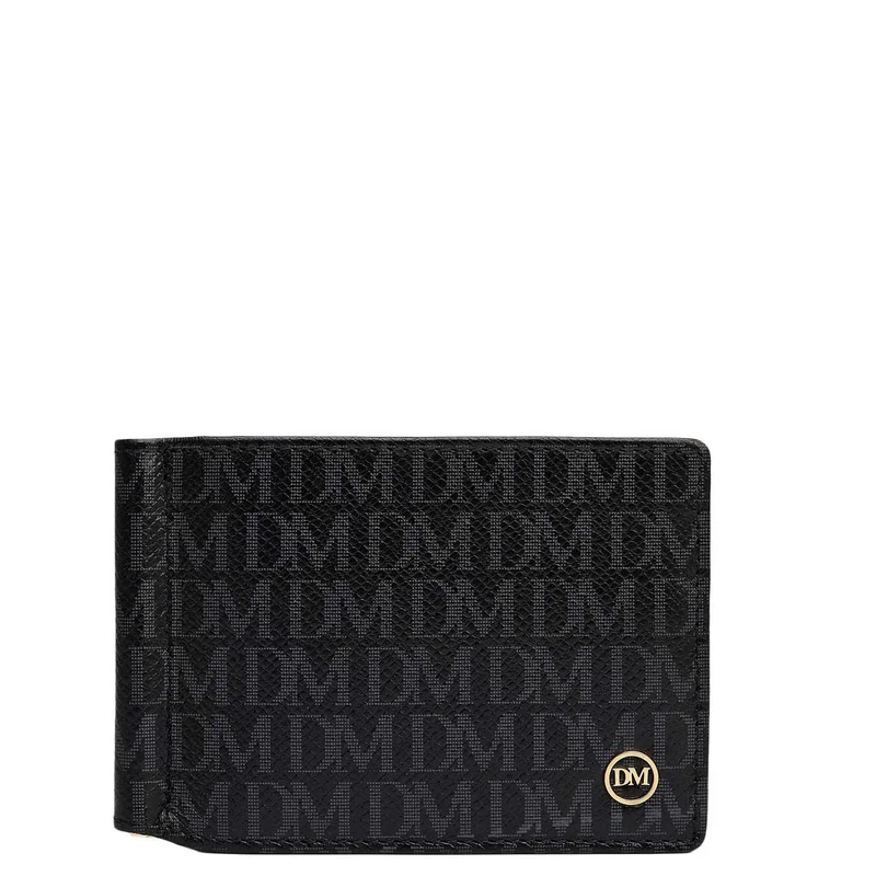 Da Milano Monogram Leather Money Clip - Black